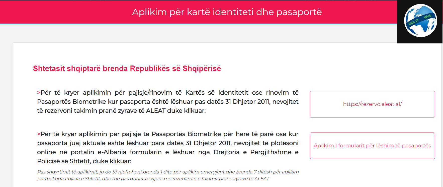Si te aplikosh per karte identiteti pasaporte ne Shqiperi
